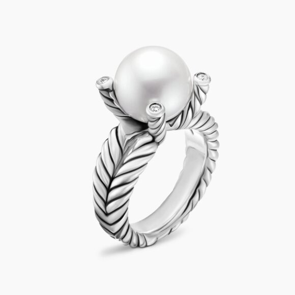 EUC David Yurman Pearl Ring Cable Classic Collection size 9 - Picture 2 of 2